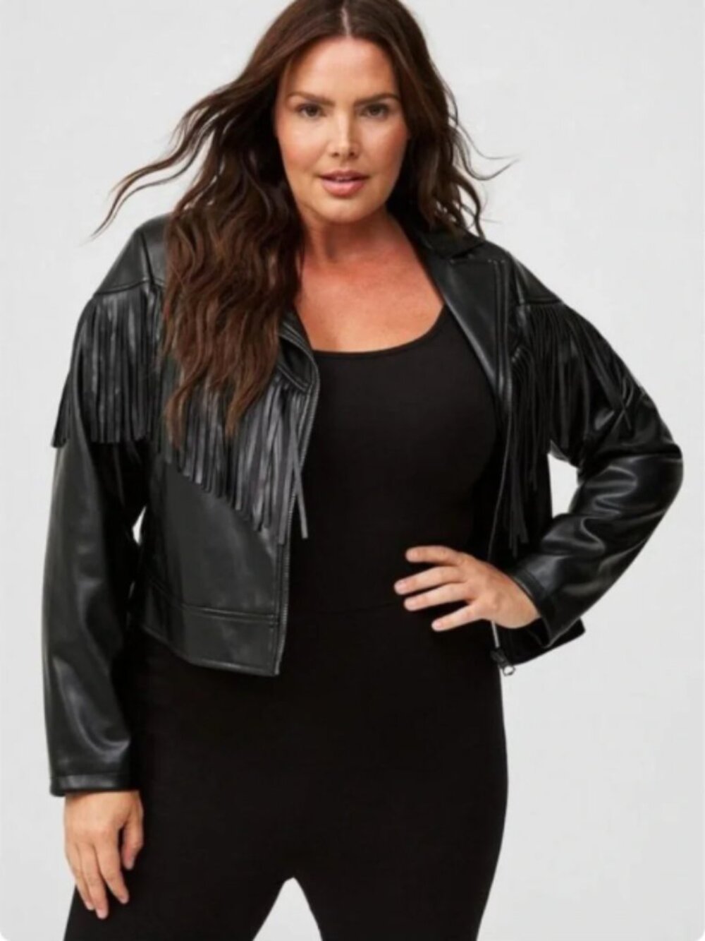 Torrid Faux Leather Fringe Moto Jacket ~ 3/3X/22-24